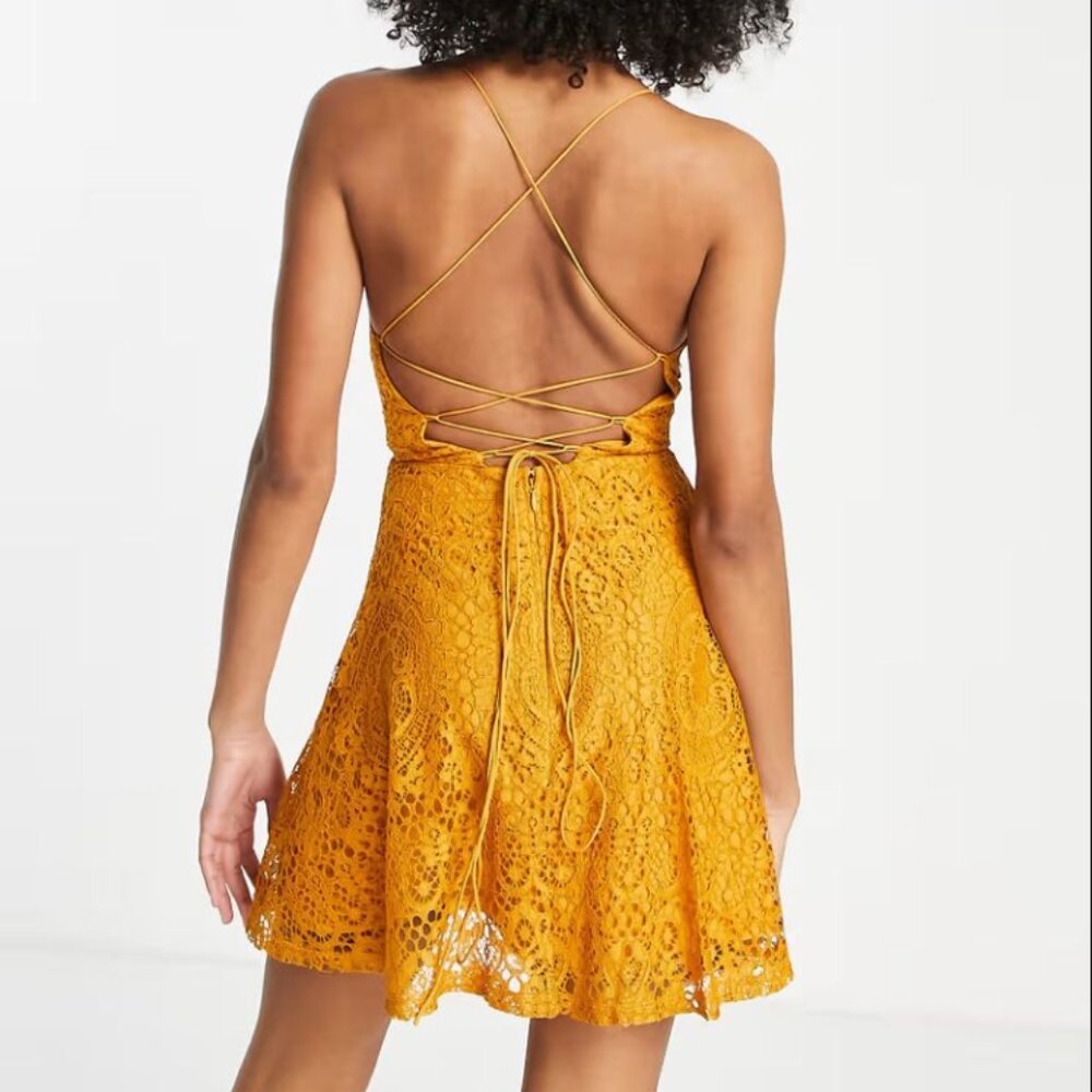 brand new never worn mustard yellow strappy ASOS mini dress